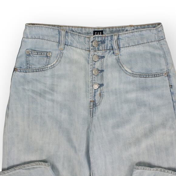 27R Gap Lightweight WideLeg Cotton~LINEN~Lyocell LightIndigo Denim 32"Inseam - Picture 3 of 9